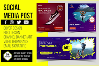 create awesome social media post banner youtube banner and channel art