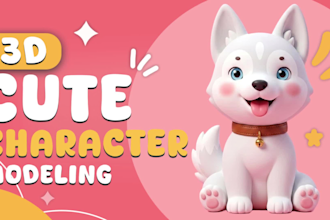 model cute 3d character modeling, furry, animal, cartoon, mascot and animation
