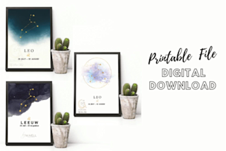 design a custom zodiac sign art for etsy and other