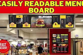 design menu digital board restaurant TV screen, animated video menu