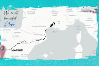 create a travel route map animation video , vox style