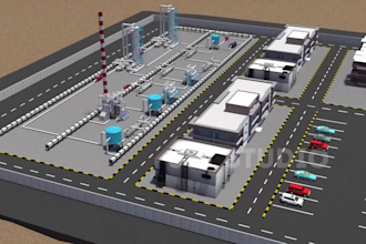 create realistic 3d chemical plant animation, 3d  factory process animations