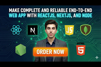 a modern fullstack web app with react, nextjs and nodejs as full stack developer
