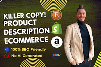 write SEO ecomm product description shopify, etsy, amazon
