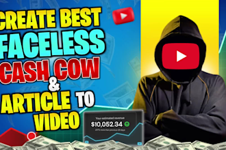 create best faceless cashcow and article to video in invideo