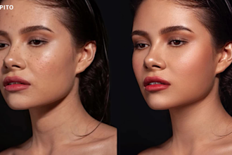 do skin retouch, beauty, fashion touch up, hair background removal