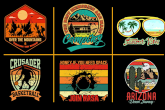 do bulk retro vintage t shirt design and merchandise t shirt design for your pod