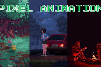 do retro 8bit, 16bit, 32bit pixel art looping lofi animation , animated gif