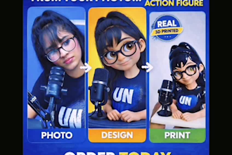 sculpt action figure from your photo, 3d print and deliver