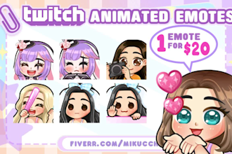 make cute chibi animated emotes GIF, alert for twitch, discord, youtube, kick