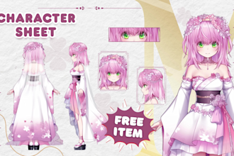 draw anime character sheet design vtuber model for you