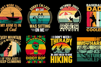 create amazing trendy or retro vintage logo t shirt design