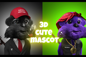 design 3d cute character, animal, mascot, cartoon character for 3d print or game