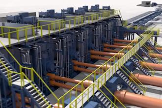 create 3d industrial animation process animation steel plant and hot strip mill