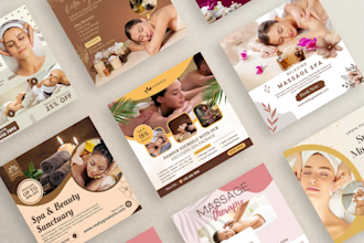 design professional spa, massage therapy, beauty salon flyer and menu design