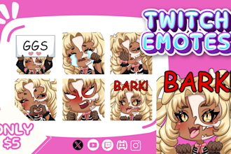draw custom twitch emotes, chibi emotes, animated emotes, vtuber for stream