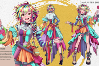 create anime character sheet design or dnd character design