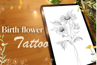 make a custom birth flower tattoo design