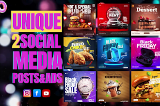 do 2 pro social media posts design facebook ads posts instagram stories in 24h