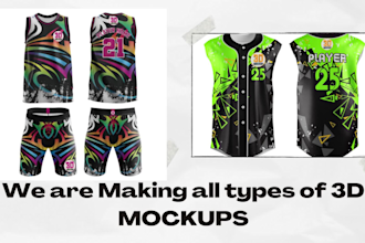 design 3d tracksuit mockups and sportswear basketball and soccer uniform tshirt