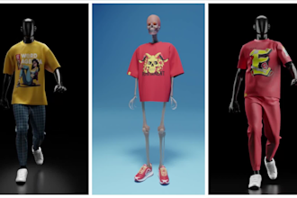 do a 3d clothing mockup animation tshirt set into a video for your brand