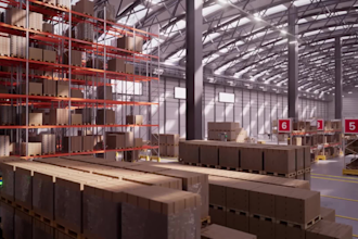 create 3d agv robot animation and industrial automation system video