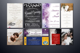 do elegant invitation card, ticket, save the date in 6hrs