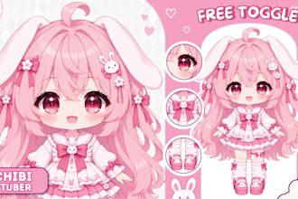 design and rig cute chibi vtuber model in anime style for vtube studio stream