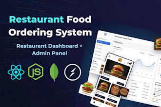 develop food ordering web app with restaurant dashboard