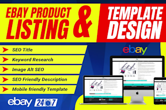 do ebay seo product listing with ebay html template design