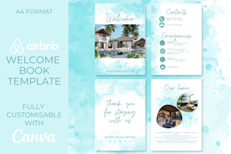 provide 13 pages airbnb luxury welcome book template, house manual