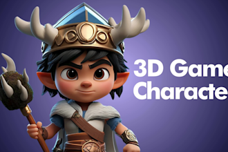 design cute 3d model character, mascot,animal,  toys, 3d game with cartoon style