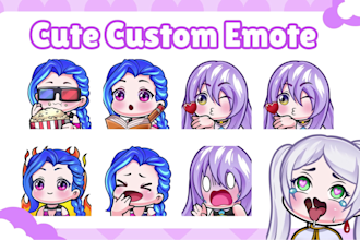 draw chibi emotes or sub badges for twitch, discord, youtube, vtuber and stream