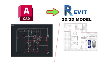 convert 2d cad drawing to revit 2d and 3d model