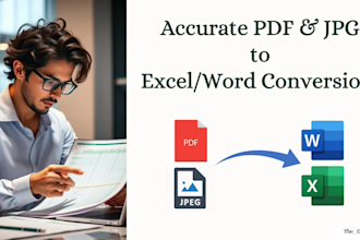 convert PDF, jpg to editable excel or word files, data entry, copy paste work
