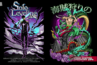 draw anime t shirt design or anime clothing illustration