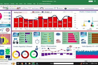 create dynamic excel dashboards, KPI reports, and vlookup