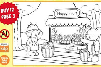 design cute doodle coloring page line art for kids and adult, KDP amazon