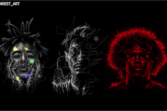 draw scribble art on black background from your photo