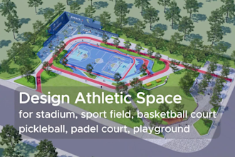 design sport field, basketball court, pickleball court, padel court,tennis court