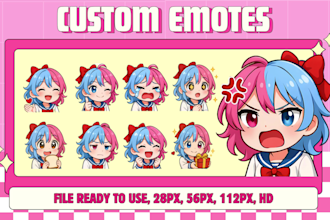 draw twitch emotes, animated emotes, chibi emotes, vtuber emotes and badges