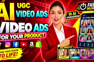 create realistic ai avatar, ai spokesperson, ai ads, ai ugc ads,tiktok ai ugc