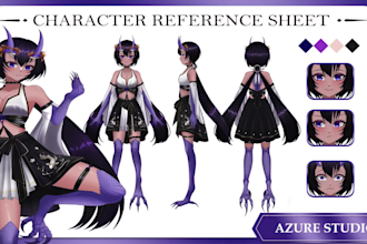 draw anime character design sheet for your vtuber or oc