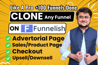 clone advertorial and sales page on funnelish in 12 hours