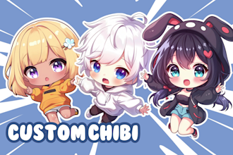 create a cute chibi art character on your vtuber, oc, fanart