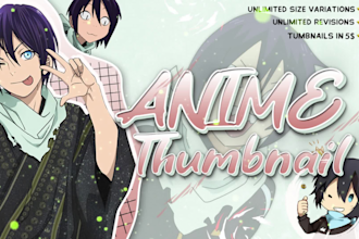 design the best anime thumbnail for you ,facebook,youtube,twitch,twitter,website