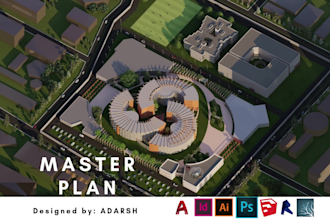 do landscape design, real estate masterplan,2d,3d render animation of site plan