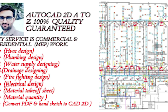 do hvac,fire fighting, plumbing design and water supply,shop dwg, as built dwg