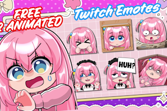draw twitch emotes, animated emotes, chibi emotes, vtuber for stream