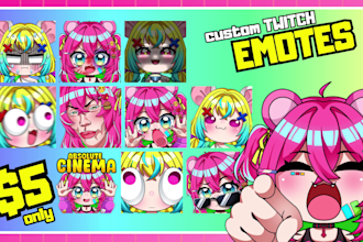 draw custom twitch emotes, chibi emotes, animated emotes for stream